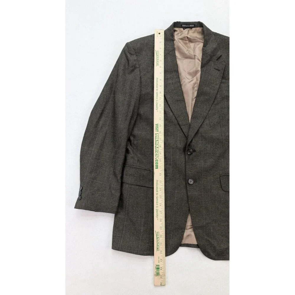 Daks London Vintage Men's Blazer Jacket Sport Coat Size 40L Brown Plaid